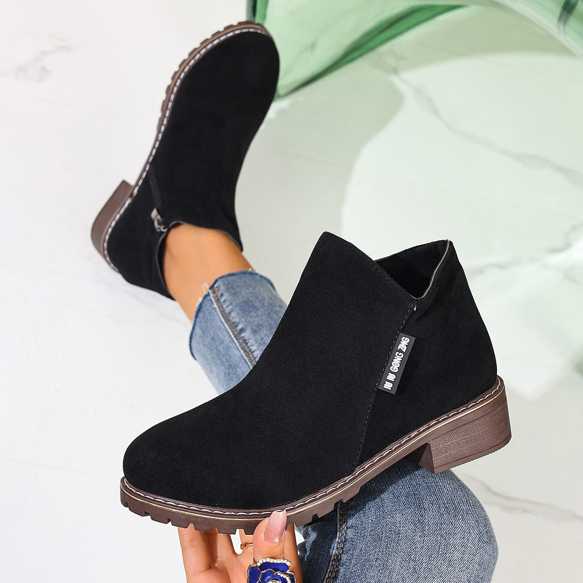 Women Formal Wear On Sale - Damen Herbst-Winter-Stiefeletten mit seitlichem Reißverschluss, klobigem