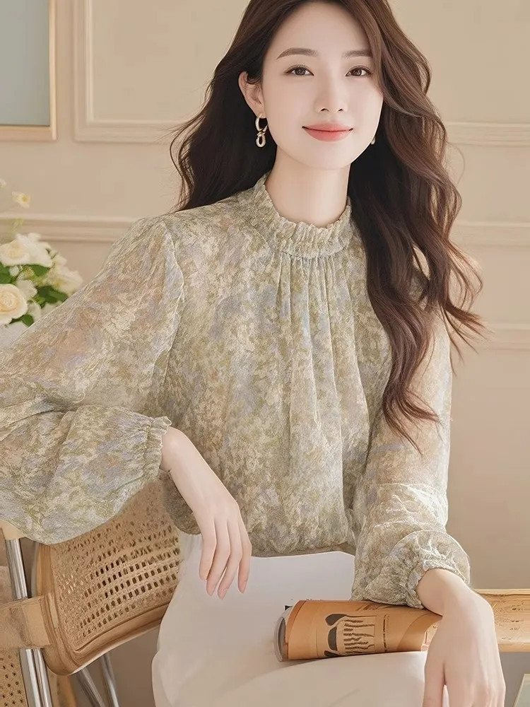Women Formal Blouses For Evening Wear - Langarm Shirts Frauen Satin Plissee Taste