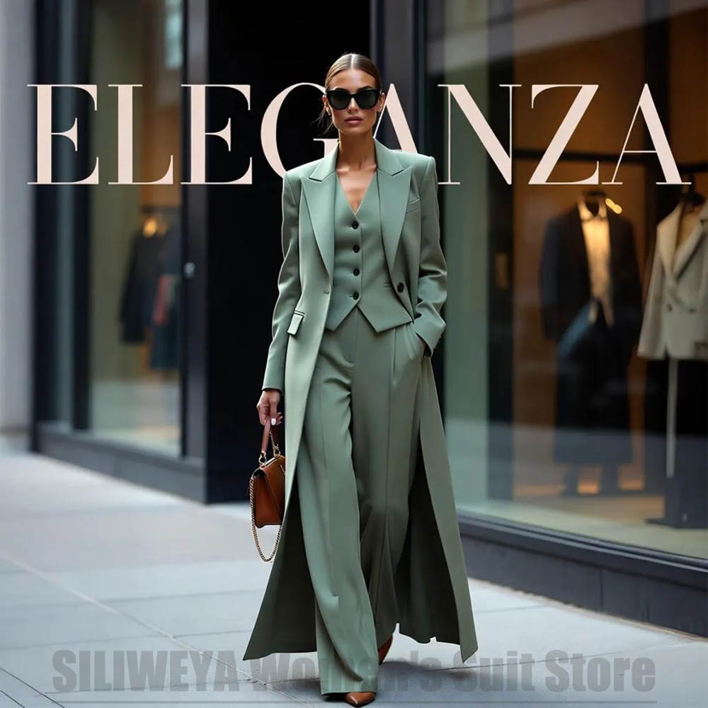 Women Formal Wear Vest - Schickes Damen-Anzug-Set Dreiteilig mit Spitzrevers Einknopf-Verschluss