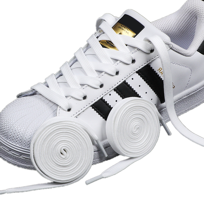 Adidas Shoes Superstar - 1 Paar schwarz-weiße Schnürsenkel, flache, doppelt