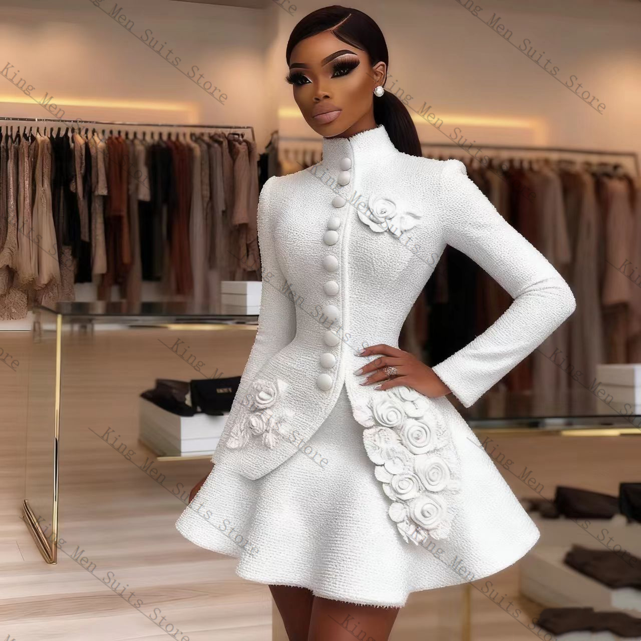 Women'S Formal Wear For A Wedding Guest - Luxuriöses weißes Damen-Anzug-Set, 2-teilig, Blazer +