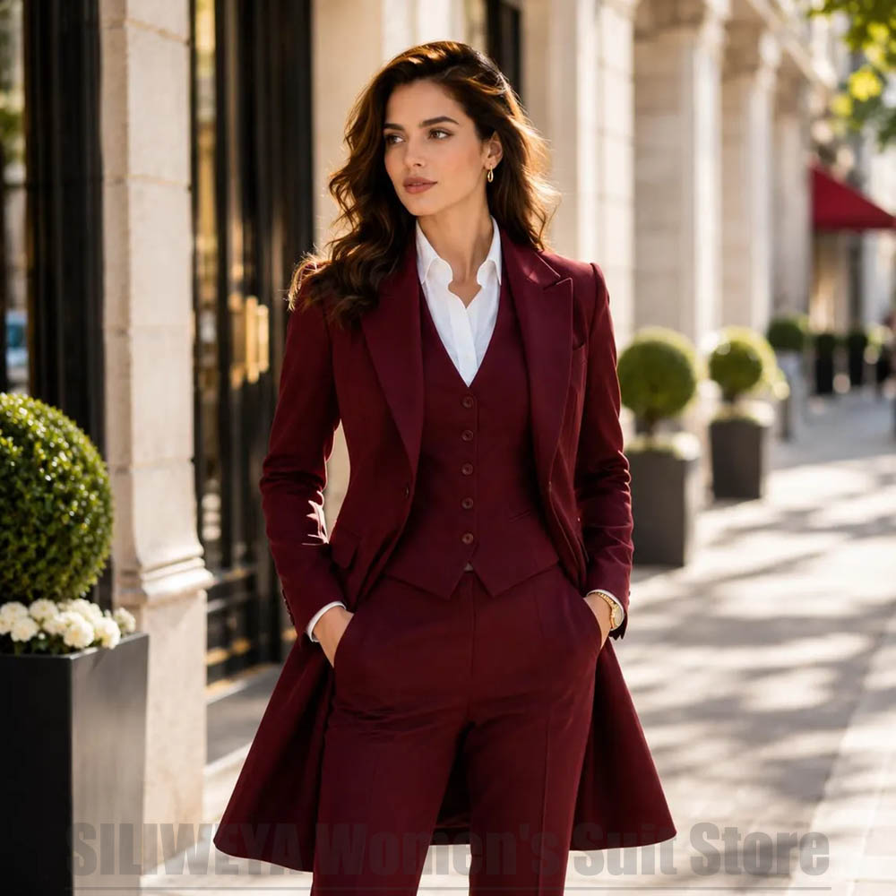 Women Formal Wear Vest - Modischer Damenanzug, 3-teilig, elegant, mit spitzem