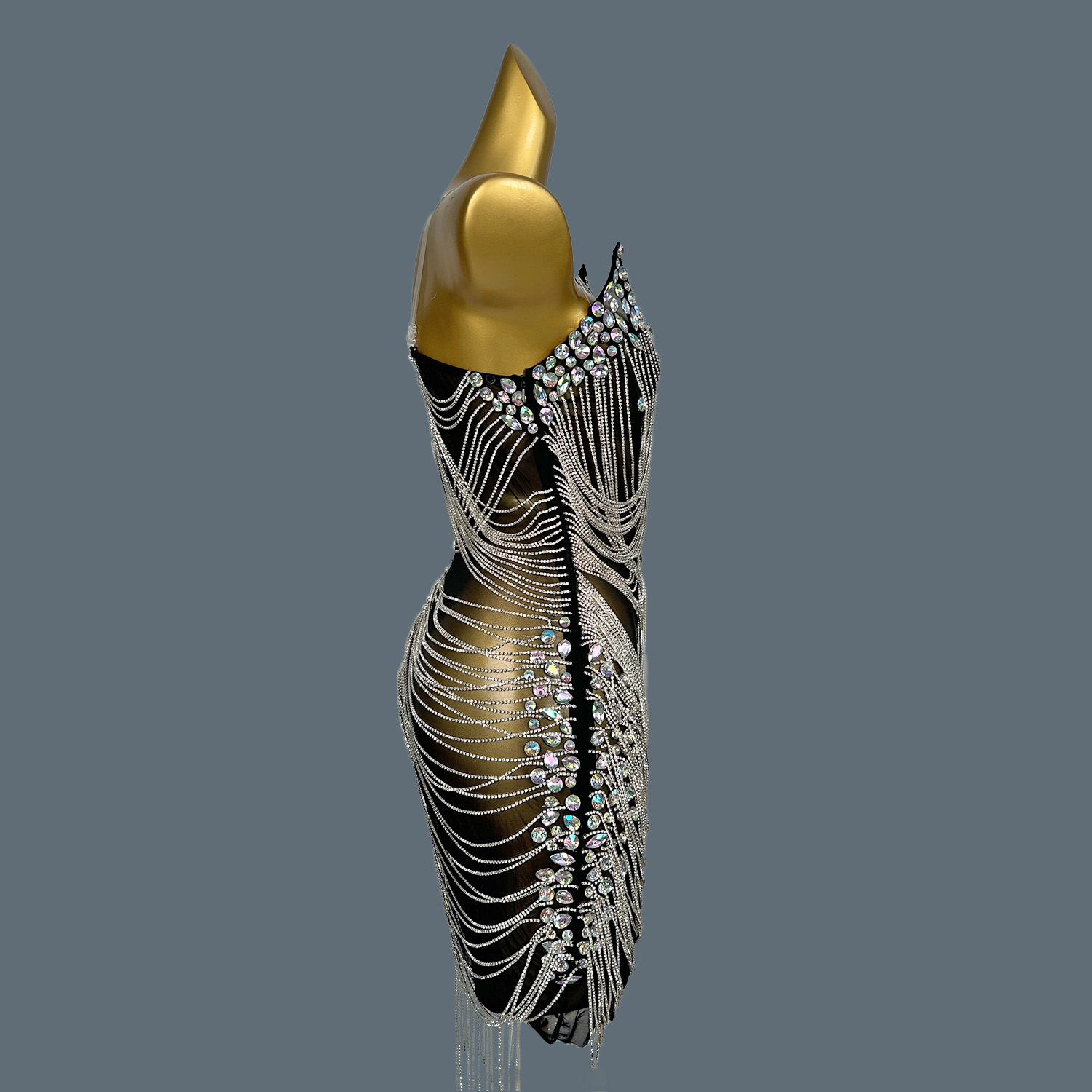 Women Luxury Formal Wear - Luxuriöses Geburtstagsfeier-Königin-Abendkleid, glitzerndes Strass-Quastenkleid für Frauen,
