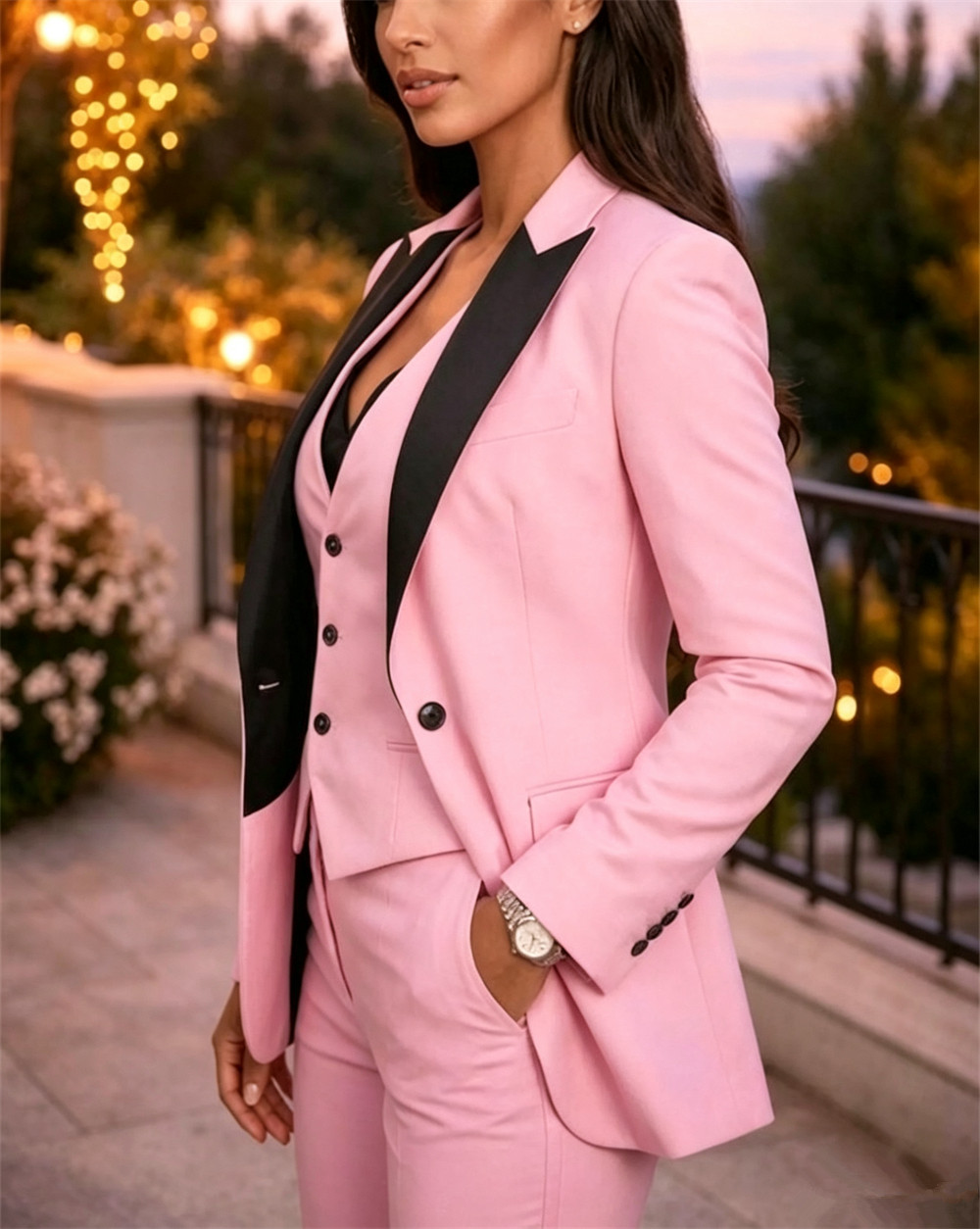 Rosa Elegante Damenanzüge 3-te – Women Formal Wear Vest Bewertung und Preis