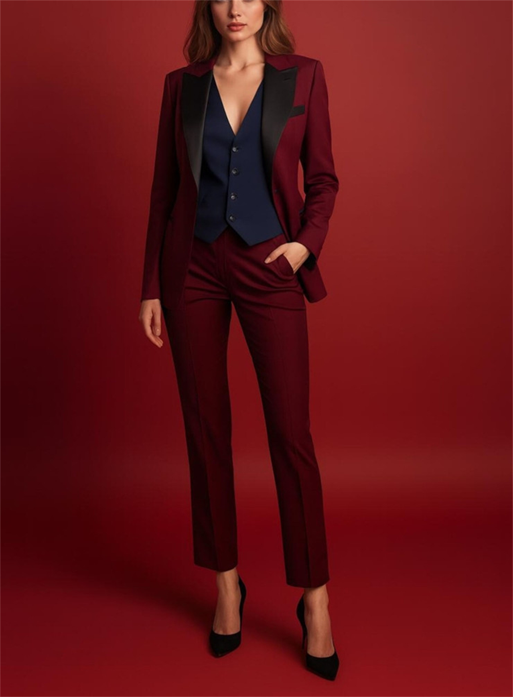 Elegante Burgunderrote Damenko – Women Formal Wear Vest Bewertung und Preis
