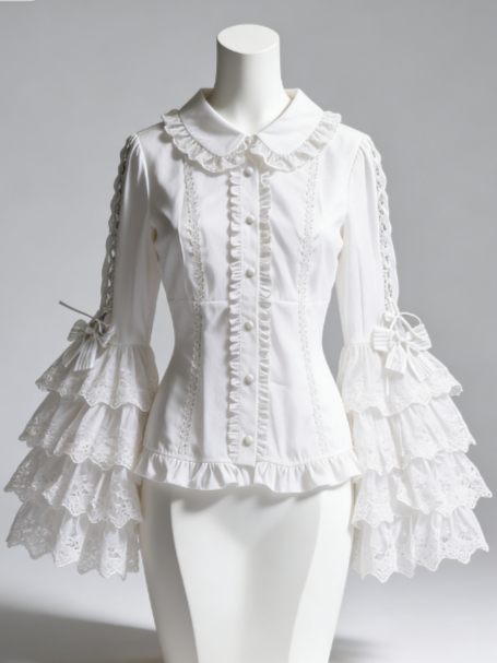 Süße Lolita-Bluse mit Spitzenb – Women Formal Blouses For Evening Wear Bewertung und Preis