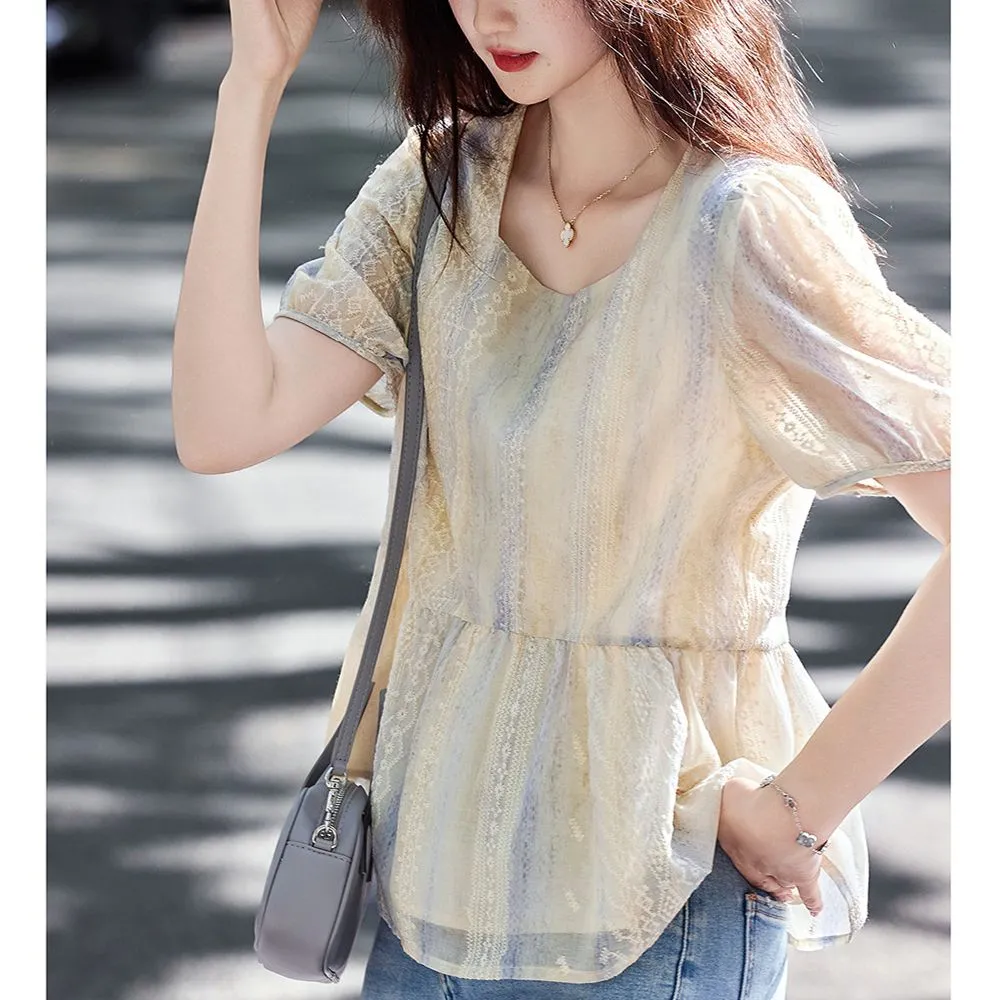 Damen-Bluse im koreanischen St – Women Formal Blouses For Evening Wear Bewertung und Preis