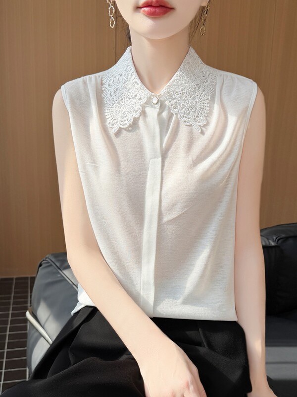 Spitzenbesatz Ärmelloses Stric – Women Formal Wear Vest Bewertung und Preis